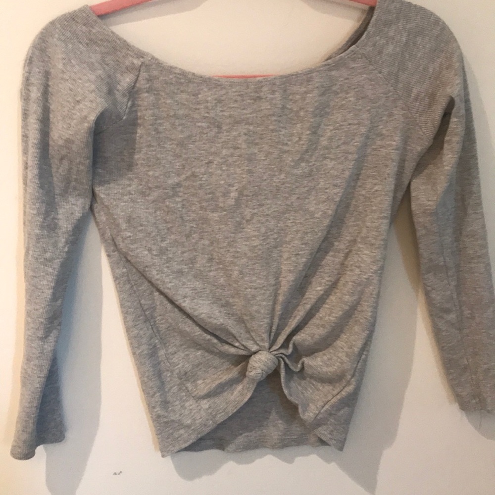 Grey longsleeve tie top